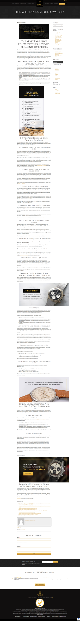 The Vault expensive Rolex watches